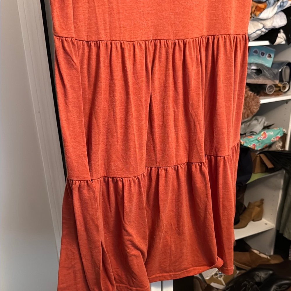 Casual Orange Tiered Dress - Picture 3 of 3